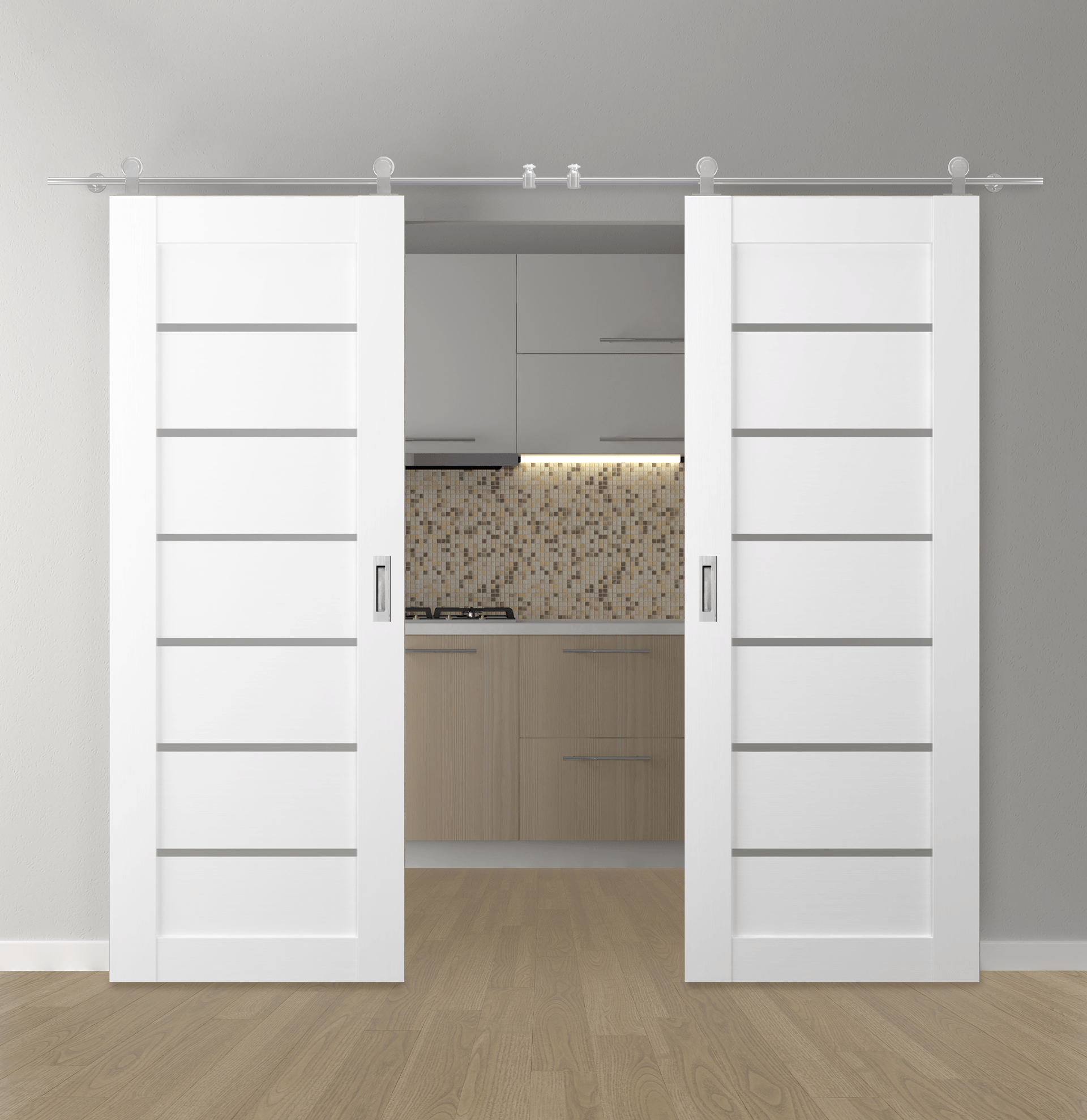 ALBA BIANCO NOBLE DOUBLE BARN BELLDINNI MODERN INTERIOR DOOR - 1
