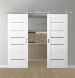ALBA BIANCO NOBLE DOUBLE BARN BELLDINNI MODERN INTERIOR DOOR - 1