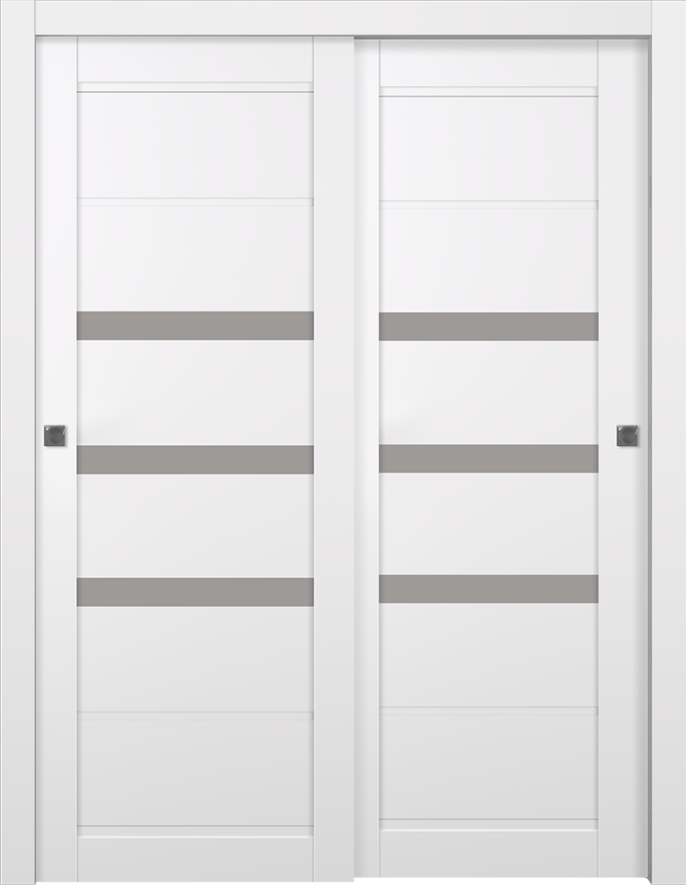 RITA VETRO SNOW WHITE BYPASS BELLDINNI MODERN INTERIOR DOOR - 1