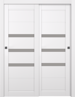 RITA VETRO SNOW WHITE BYPASS BELLDINNI MODERN INTERIOR DOOR - 1