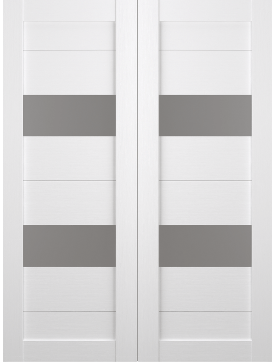 BERTA VETRO SNOW WHITE DOUBLE BARN BELLDINNI MODERN INTERIOR DOOR - 2