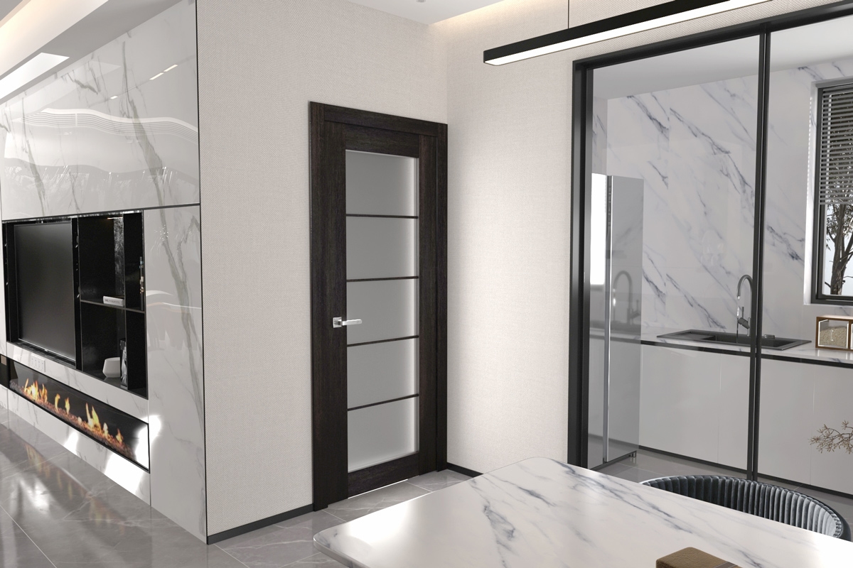 AVON 5 LITE VETRO VERALINGA OAK DOUBLE BELLDINNI MODERN INTERIOR DOOR - 3