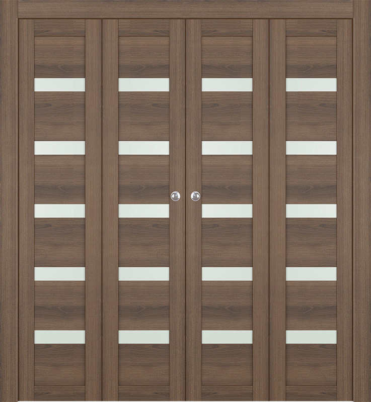 AVON 07-04 VETRO PECAN NUTWOOD DOUBLE BI-FOLD DOORS BELLDINNI MODERN INTERIOR DOOR - 1
