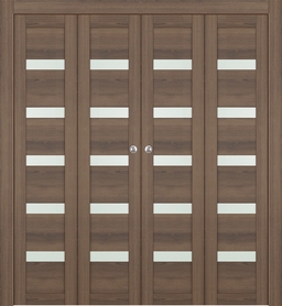AVON 07-04 VETRO PECAN NUTWOOD DOUBLE BI-FOLD DOORS BELLDINNI MODERN INTERIOR DOOR - 1