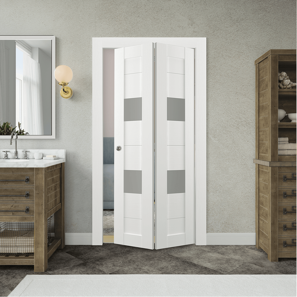 BERTA VETRO BIANCO NOBLE BI-FOLD BELLDINNI MODERN INTERIOR DOOR - 2