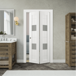 BERTA VETRO BIANCO NOBLE BI-FOLD BELLDINNI MODERN INTERIOR DOOR - 2