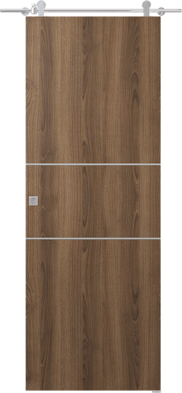 OPTIMA 2H PECAN NUTWOOD DOUBLE BARN DOORS BELLDINNI MODERN INTERIOR DOOR - 1