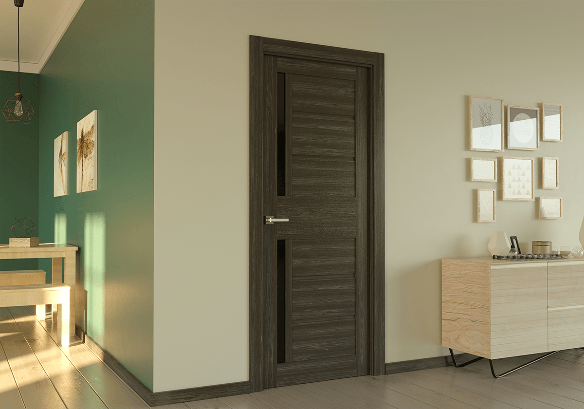 Esta Black Vetro Gray Oak Swing Belldinni Modern Interior Door - 2