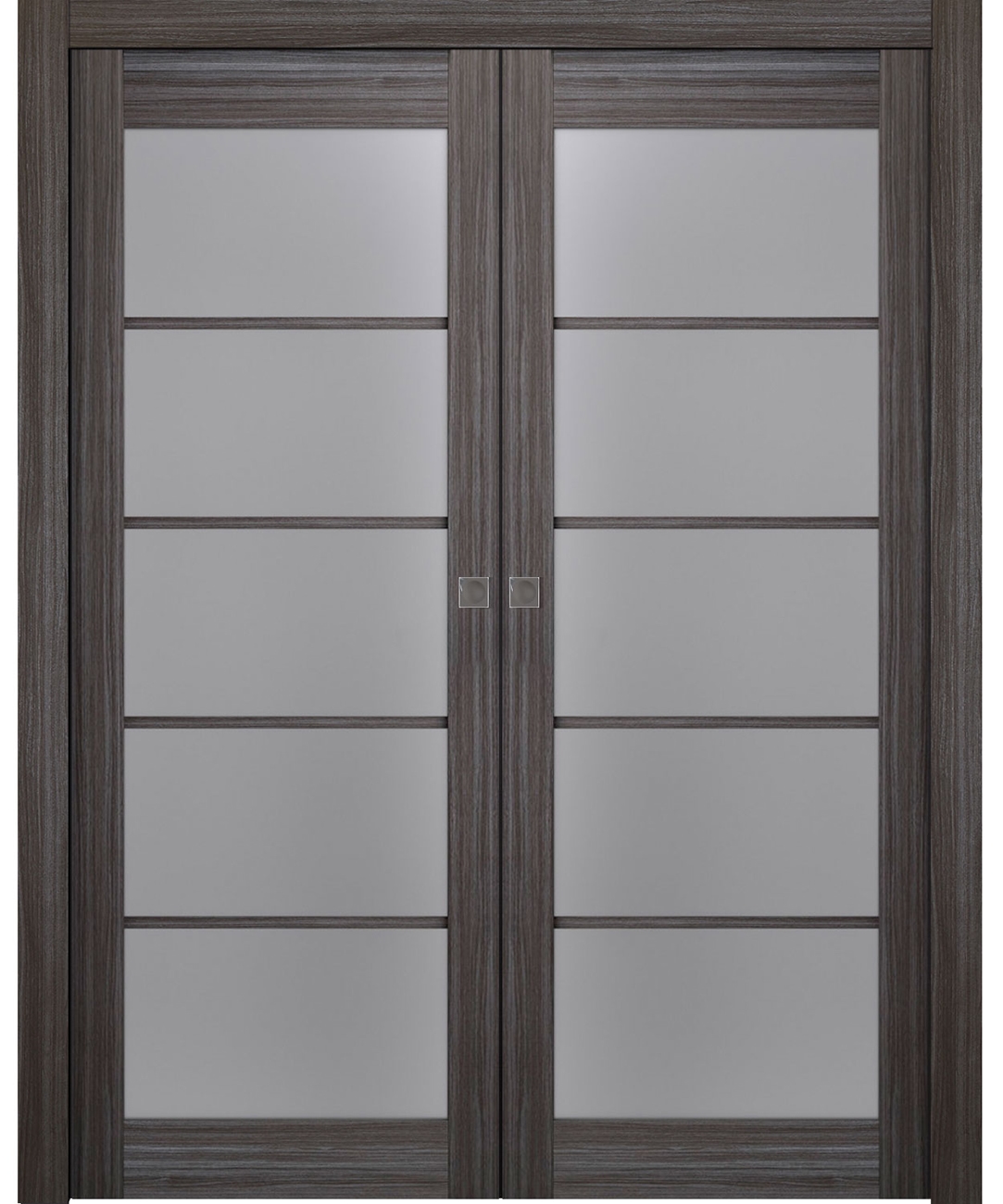 PALLADIO 5 LITE VETRO GRAY OAK DOUBLE POCKET BELLDINNI MODERN INTERIOR DOOR - 1