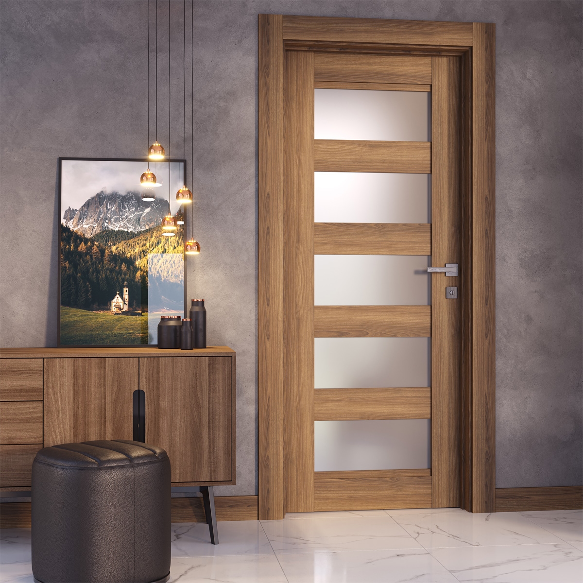 AVON 07-07 VETRO PECAN NUTWOOD BYPASS DOORS BELLDINNI MODERN INTERIOR DOOR - 2