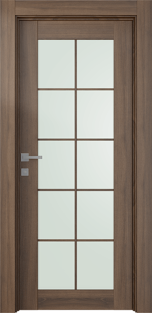 AVON 10 LITE VETRO PECAN NUTWOOD SWING DOORS BELLDINNI MODERN INTERIOR DOOR - 1