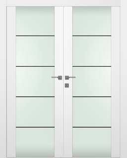 SMART PRO H3G 4H BLACK STRIPS VETRO POLAR WHITE DOUBLE DOORS BELLDINNI MODERN INTERIOR DOOR - 1