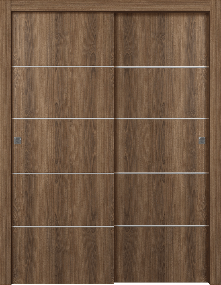OPTIMA 4H PECAN NUTWOOD BYPASS DOORS BELLDINNI MODERN INTERIOR DOOR - 1