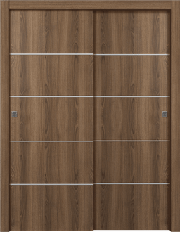 OPTIMA 4H PECAN NUTWOOD BYPASS DOORS BELLDINNI MODERN INTERIOR DOOR - 1