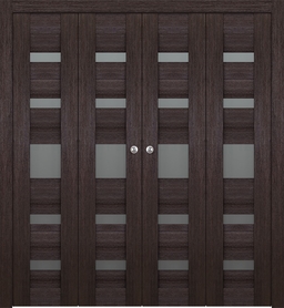 AVON 07-05 VETRO VERALINGA OAK DOUBLE BI-FOLD BELLDINNI MODERN INTERIOR DOOR - 1