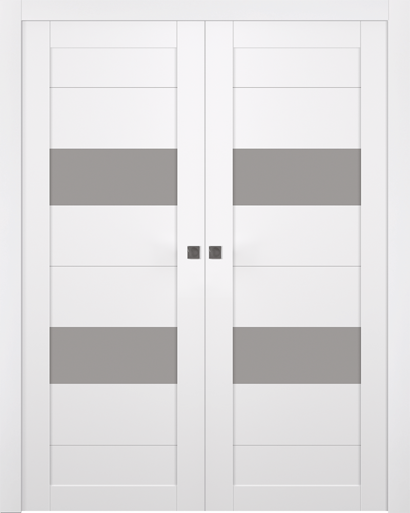 BERTA VETRO SNOW WHITE DOUBLE POCKET BELLDINNI MODERN INTERIOR DOOR - 1