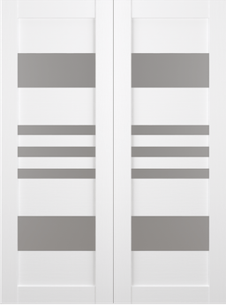 LETI VETRO BIANCO NOBLE DOUBLE BARN BELLDINNI MODERN INTERIOR DOOR - 2