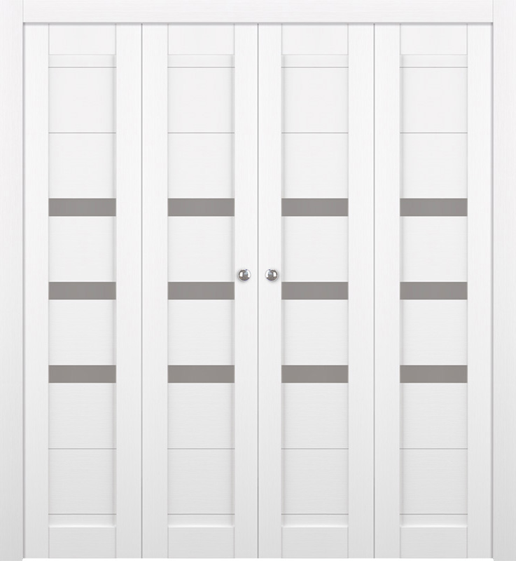 DORA VETRO BIANCO NOBLE DOUBLE BI-FOLD BELLDINNI MODERN INTERIOR DOOR - 1