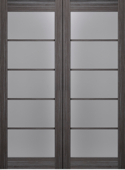 PALLADIO 5 LITE VETRO GRAY OAK DOUBLE BARN BELLDINNI MODERN INTERIOR DOOR - 2