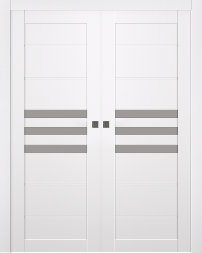 DOME VETRO SNOW WHITE DOUBLE POCKET BELLDINNI MODERN INTERIOR DOOR - 5