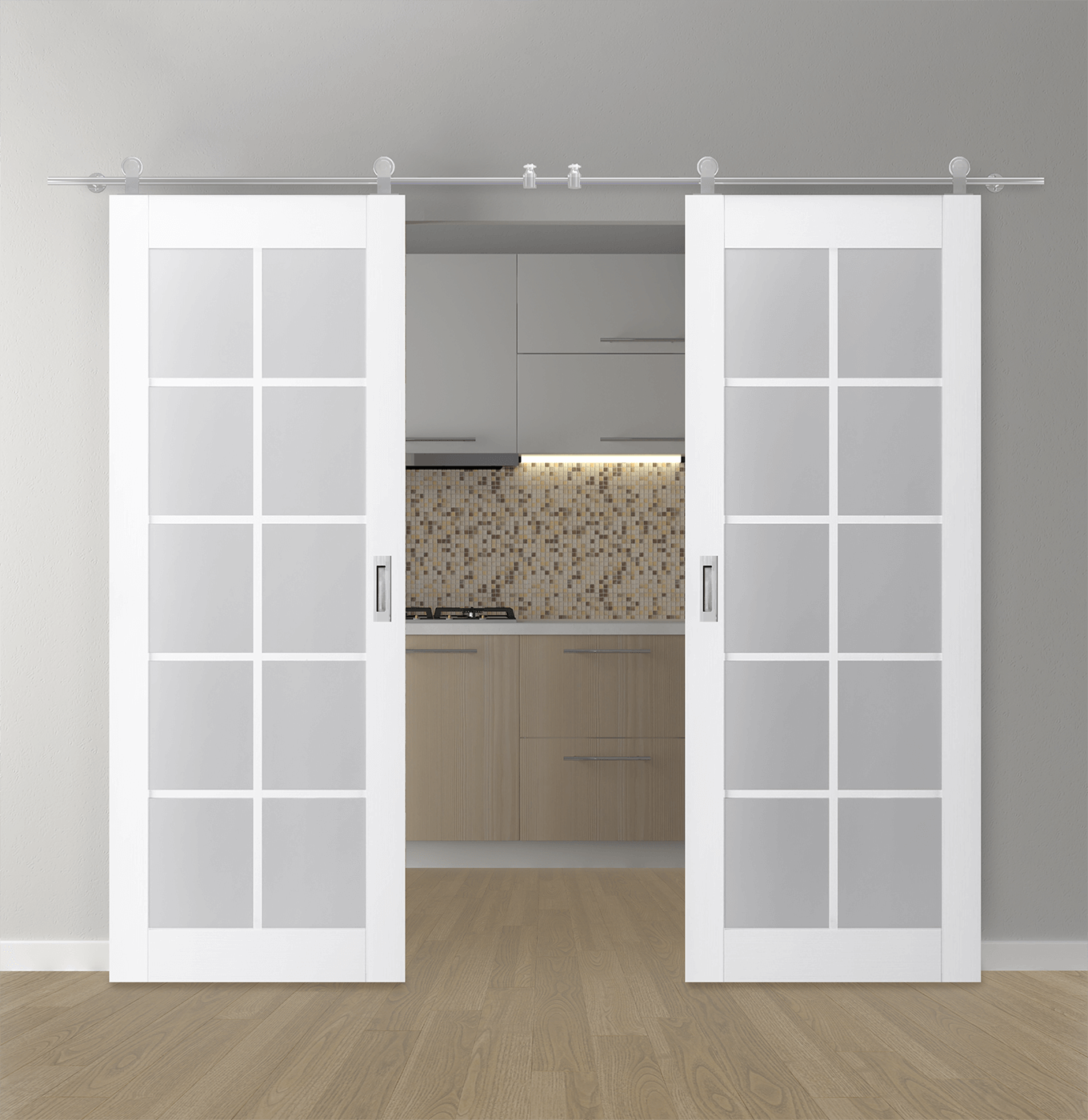 PALLADIO 10 LITE VETRO BIANCO NOBLE DOUBLE BARN BELLDINNI MODERN INTERIOR DOOR - 1