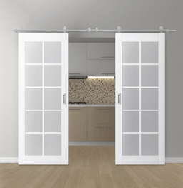 PALLADIO 10 LITE VETRO BIANCO NOBLE DOUBLE BARN BELLDINNI MODERN INTERIOR DOOR - 1