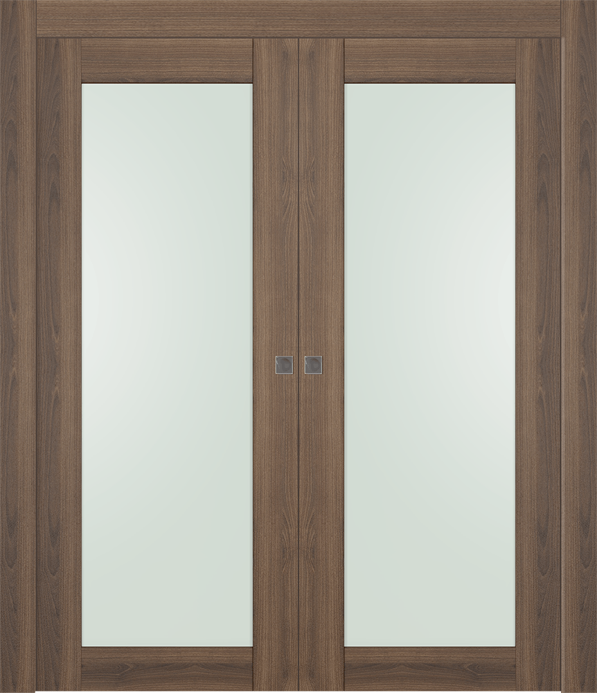 AVON 207 VETRO PECAN NUTWOOD DOUBLE POCKET DOORS BELLDINNI MODERN INTERIOR DOOR - 1