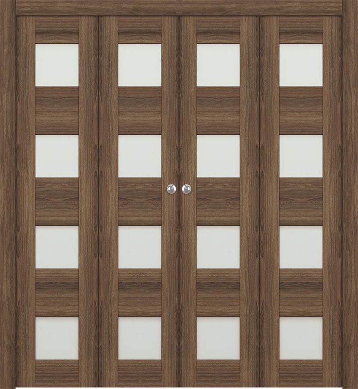 AVON 07-08 VETRO PECAN NUTWOOD DOUBLE BI-FOLD DOORS BELLDINNI MODERN INTERIOR DOOR - 1