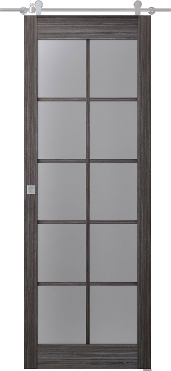 PALLADIO 10 LITE VETRO GRAY OAK DOUBLE BARN BELLDINNI MODERN INTERIOR DOOR - 2