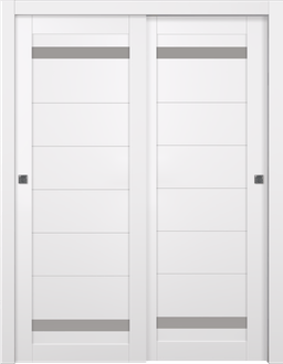 PERLA VETRO SNOW WHITE BYPASS BELLDINNI MODERN INTERIOR DOOR - 1