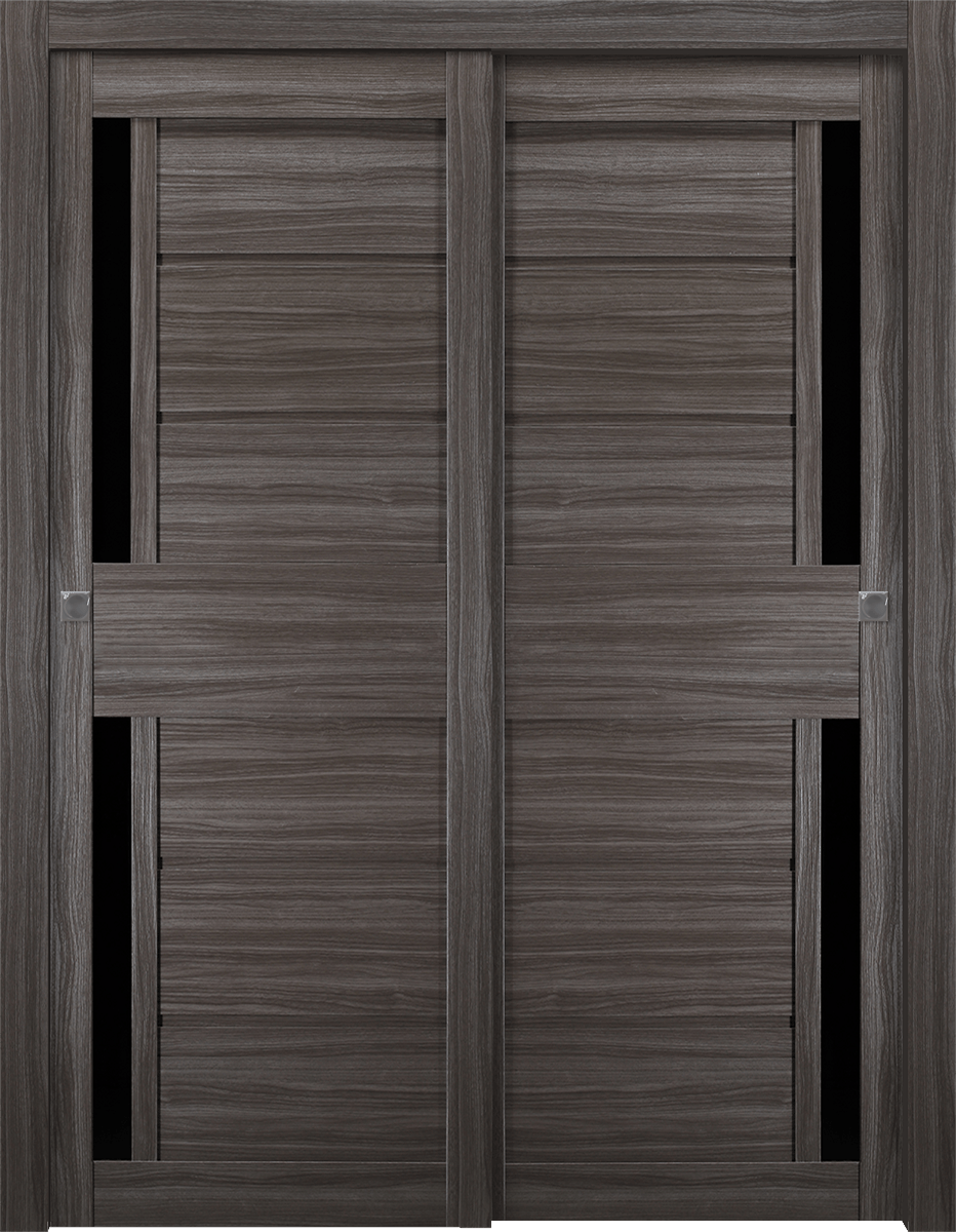 Esta Black Vetro Gray Oak Bypass Belldinni Modern Interior Door - 1