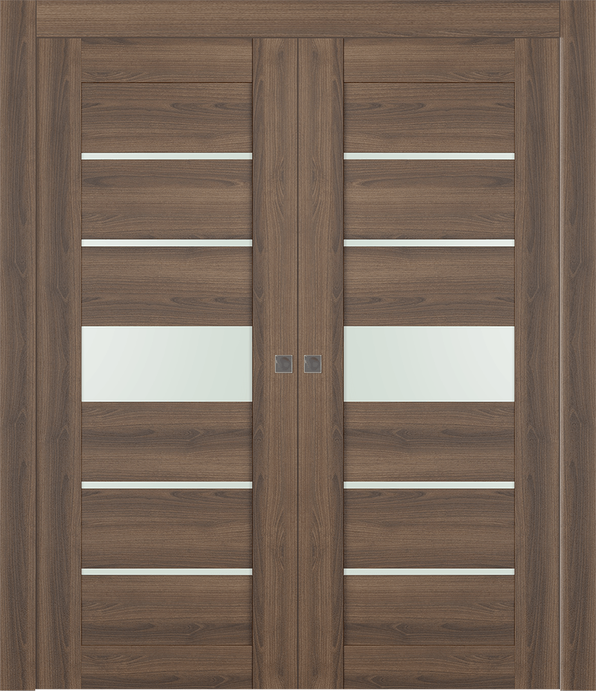 AVON 07-06 VETRO PECAN NUTWOOD DOUBLE POCKET DOORS BELLDINNI MODERN INTERIOR DOOR - 1