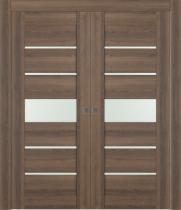 AVON 07-06 VETRO PECAN NUTWOOD DOUBLE POCKET DOORS BELLDINNI MODERN INTERIOR DOOR - 1