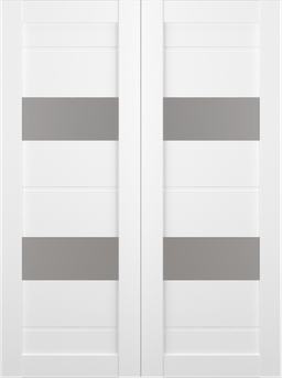 VITA VETRO BIANCO NOBLE DOUBLE BARN BELLDINNI MODERN INTERIOR DOOR - 2