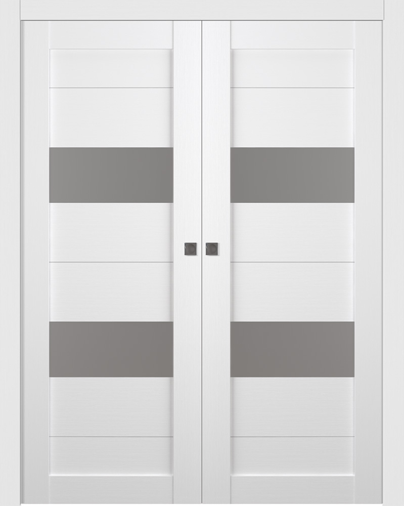 BERTA VETRO BIANCO NOBLE DOUBLE POCKET BELLDINNI MODERN INTERIOR DOOR - 1