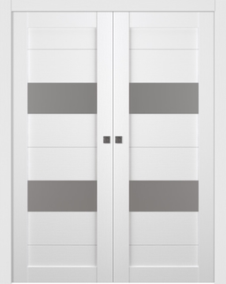 BERTA VETRO BIANCO NOBLE DOUBLE POCKET BELLDINNI MODERN INTERIOR DOOR - 1