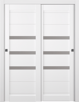 DORA VETRO BIANCO NOBLE BYPASS BELLDINNI MODERN INTERIOR DOOR - 1