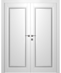 AURUM 1 VETRO POLAR WHITE DOUBLE BELLDINNI MODERN INTERIOR DOOR - 1