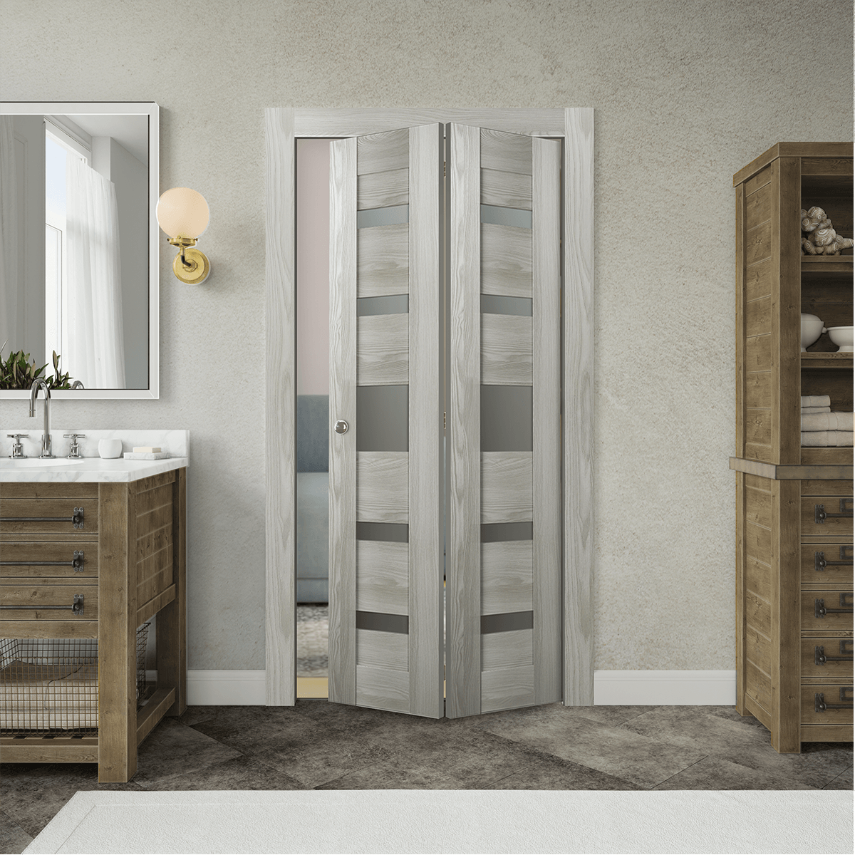 AVON 07-05 VETRO RIBEIRA ASH BI-FOLD BELLDINNI MODERN INTERIOR DOOR - 2