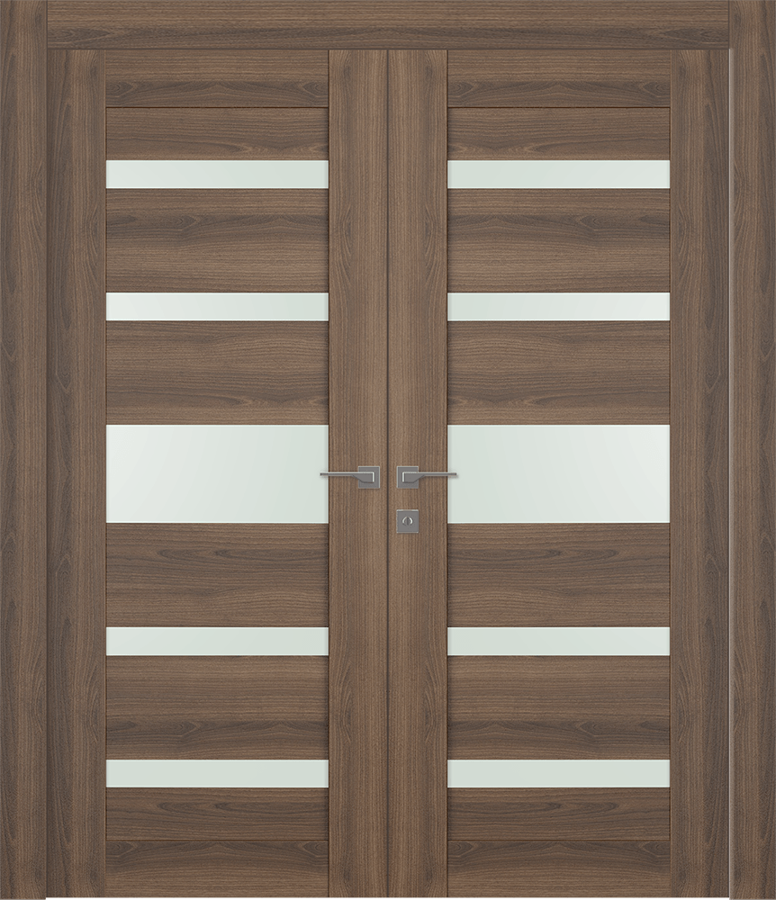 AVON 07-05 VETRO PECAN NUTWOOD DOUBLE DOORS BELLDINNI MODERN INTERIOR DOOR - 1