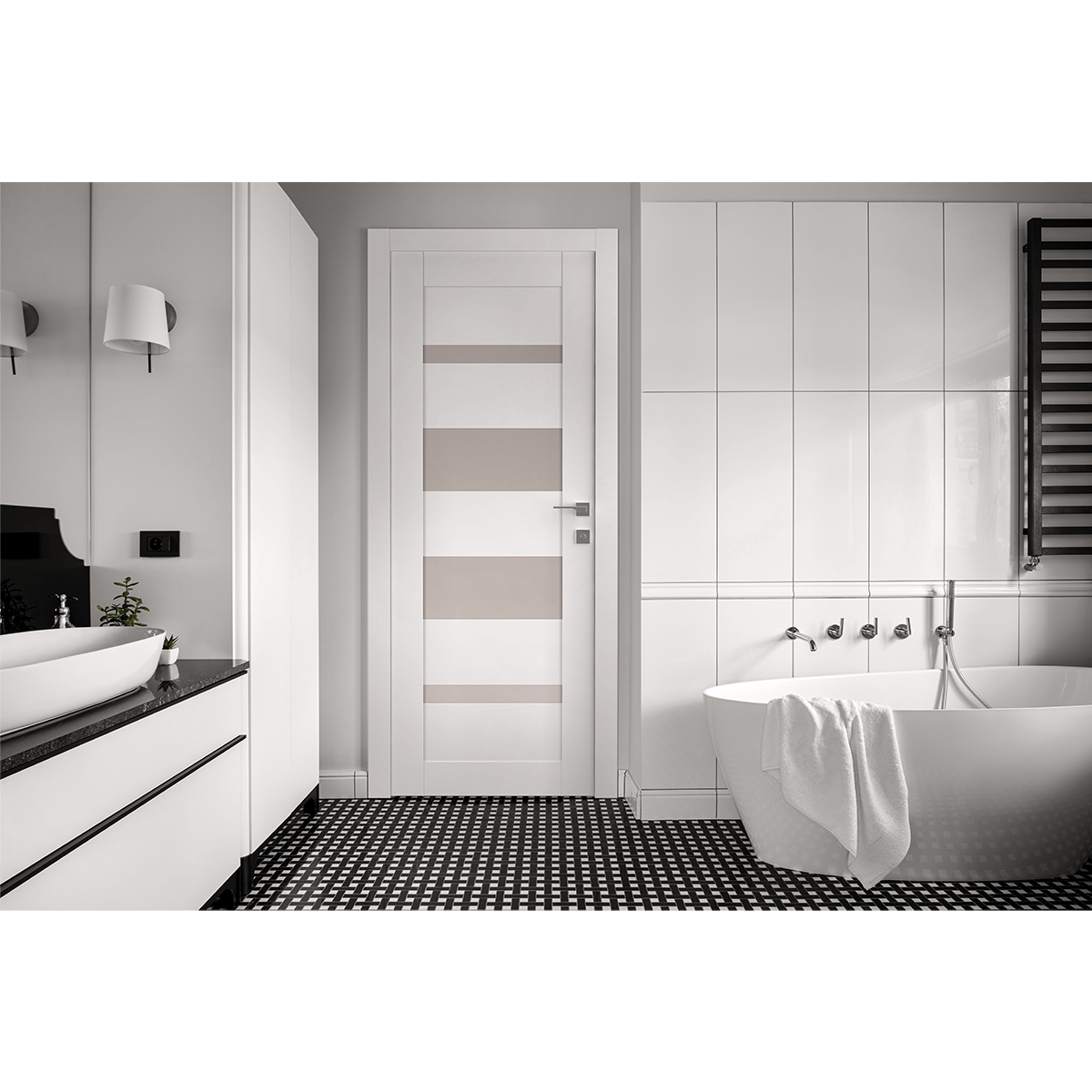 MIRELLA VETRO SNOW WHITE DOUBLE POCKET BELLDINNI MODERN INTERIOR DOOR - 3