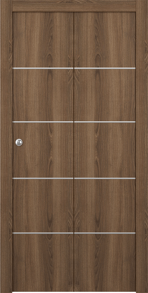 OPTIMA 4H PECAN NUTWOOD BI-FOLD DOORS BELLDINNI MODERN INTERIOR DOOR - 1