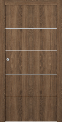 OPTIMA 4H PECAN NUTWOOD BI-FOLD DOORS BELLDINNI MODERN INTERIOR DOOR - 1