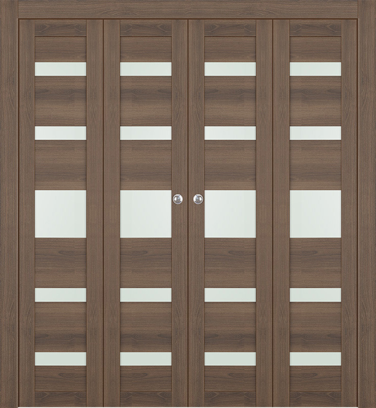 AVON 07-05 VETRO PECAN NUTWOOD DOUBLE BI-FOLD DOORS BELLDINNI MODERN INTERIOR DOOR - 1