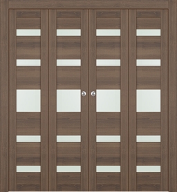 AVON 07-05 VETRO PECAN NUTWOOD DOUBLE BI-FOLD DOORS BELLDINNI MODERN INTERIOR DOOR - 1