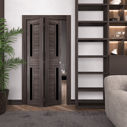 Esta Black Vetro Bianco Noble Bi-fold Belldinni Modern Interior Door - 6