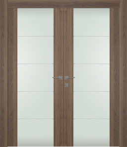 AVON 202 4H VETRO PECAN NUTWOOD DOUBLE DOORS BELLDINNI MODERN INTERIOR DOOR - 1