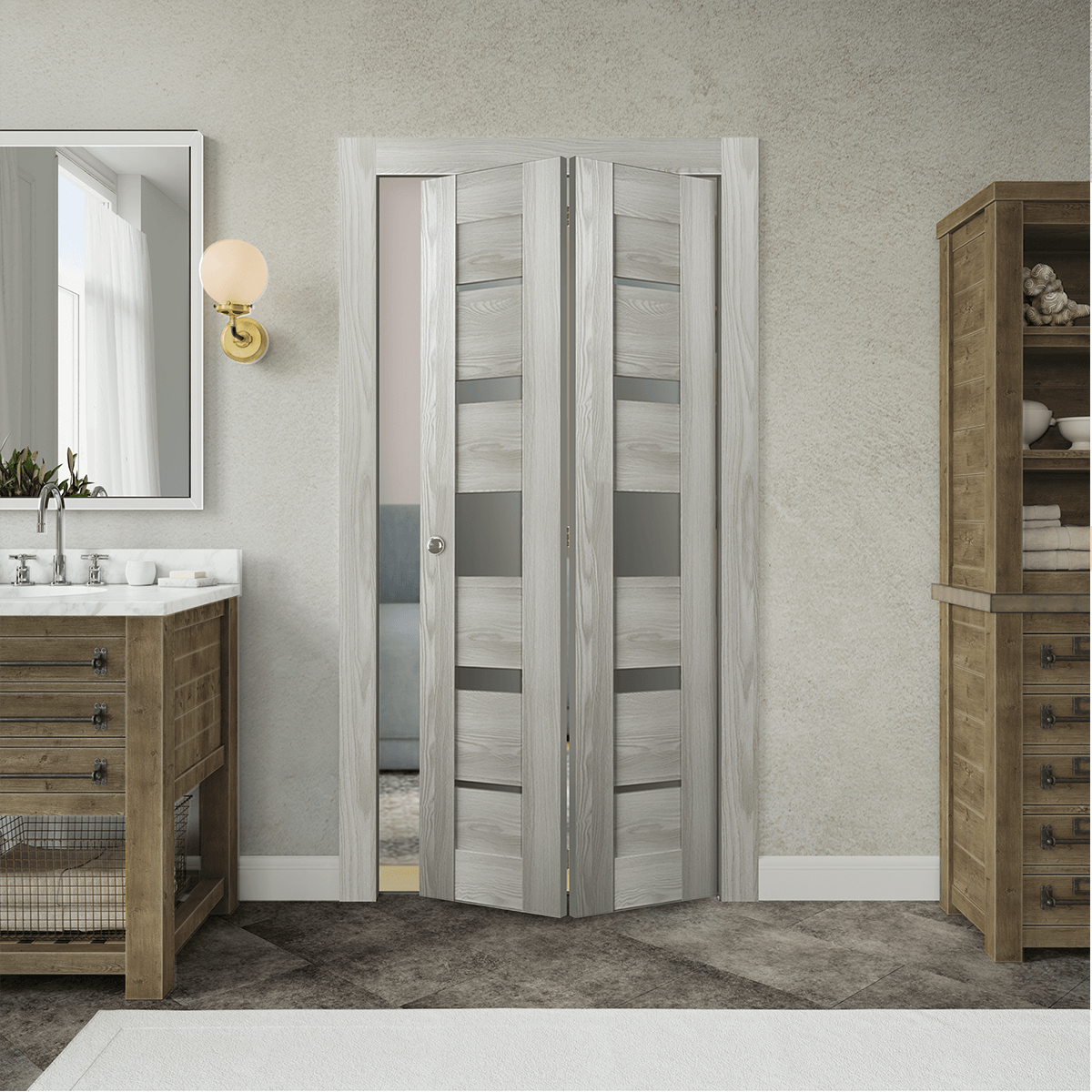 AVON 07-03 VETRO RIBEIRA ASH BI-FOLD BELLDINNI MODERN INTERIOR DOOR - 2