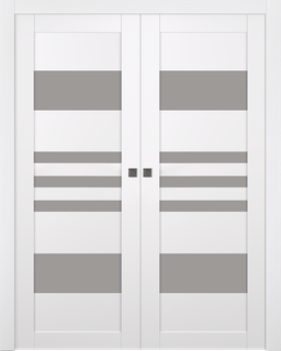 LETI VETRO SNOW WHITE DOUBLE POCKET BELLDINNI MODERN INTERIOR DOOR - 1