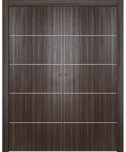 PALLADIO 4H GRAY OAK DOUBLE POCKET BELLDINNI MODERN INTERIOR DOOR - 1